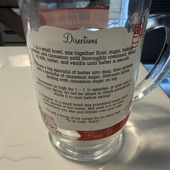 Snickerdoodle Recipe Glass Mug Cake Recipe Clear Glass Pedestal Mug 16 Oz - Picture 3 of 4